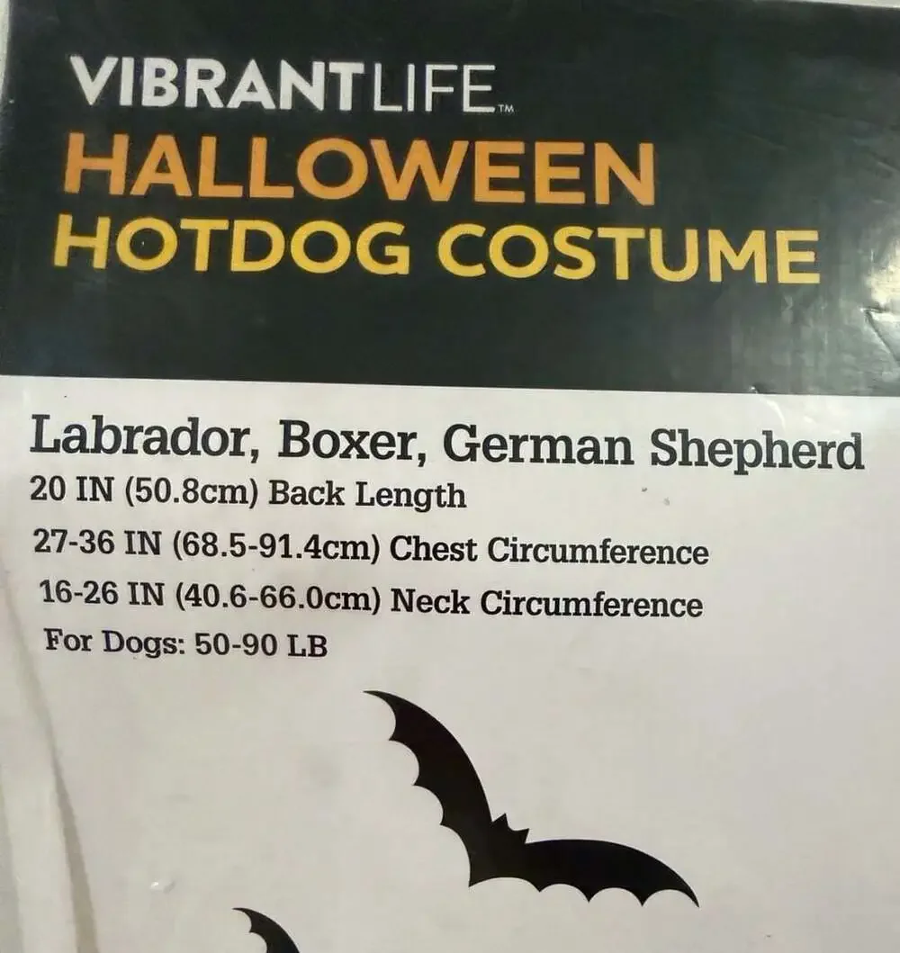Vibrant Life Halloween Hotdog Dog Costume Size Large